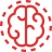Icône rouge et abstraite avec un motif de vagues